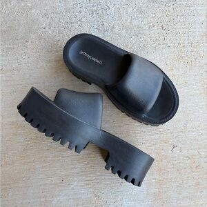 Jeffrey Campbell Summertime Slide Black Chunky Platform Sandals